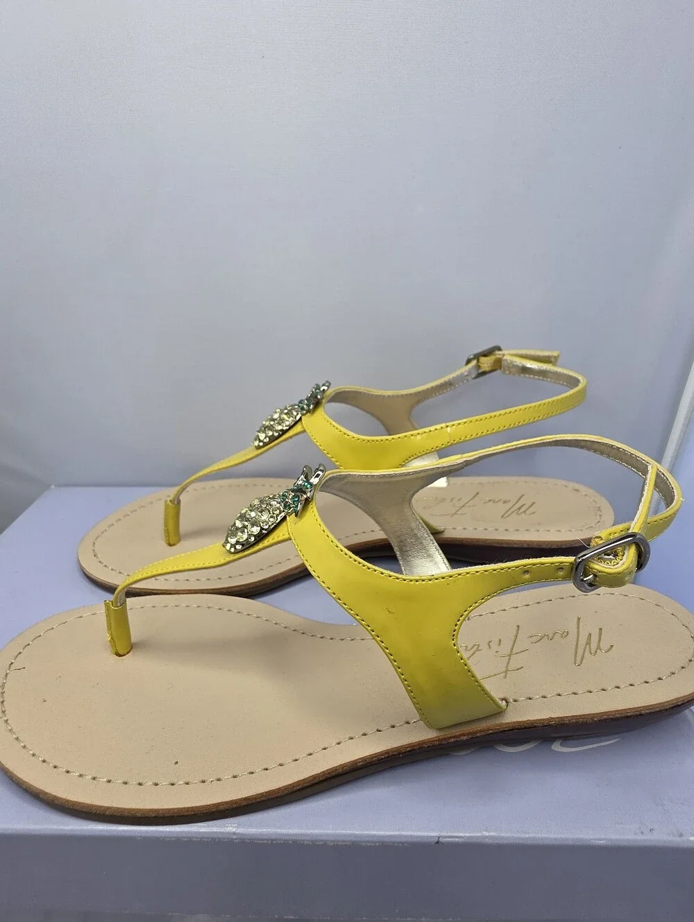 Marc Fisher yellow patent leather sandals 7.5